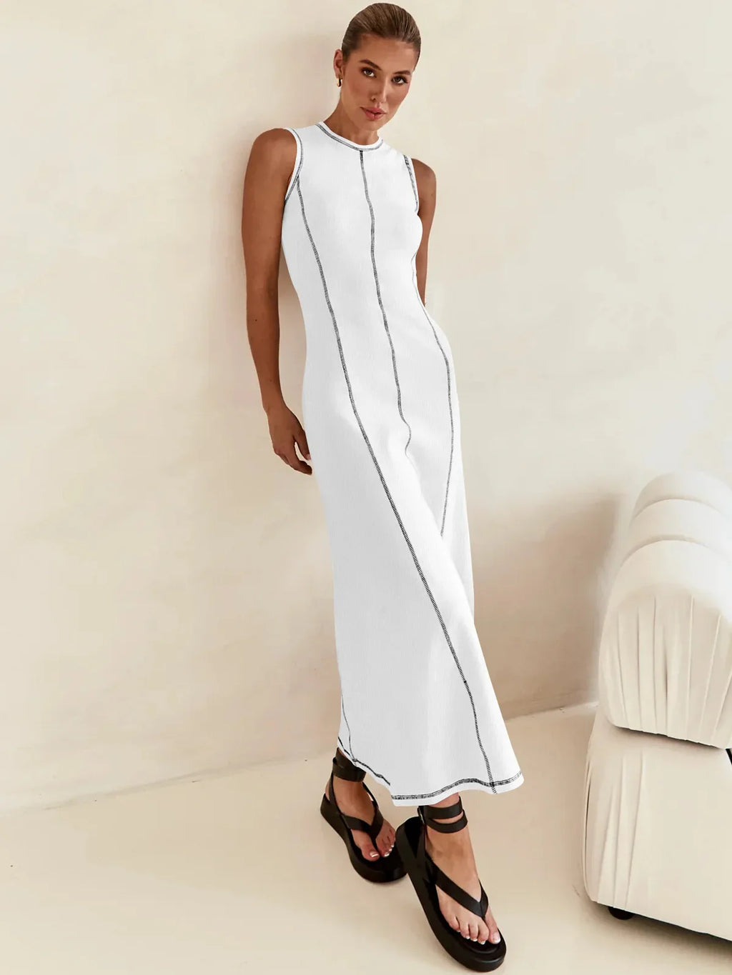 Sleeveless Knit Maxi Dress for Women - Comfortable Casual Summer Wear