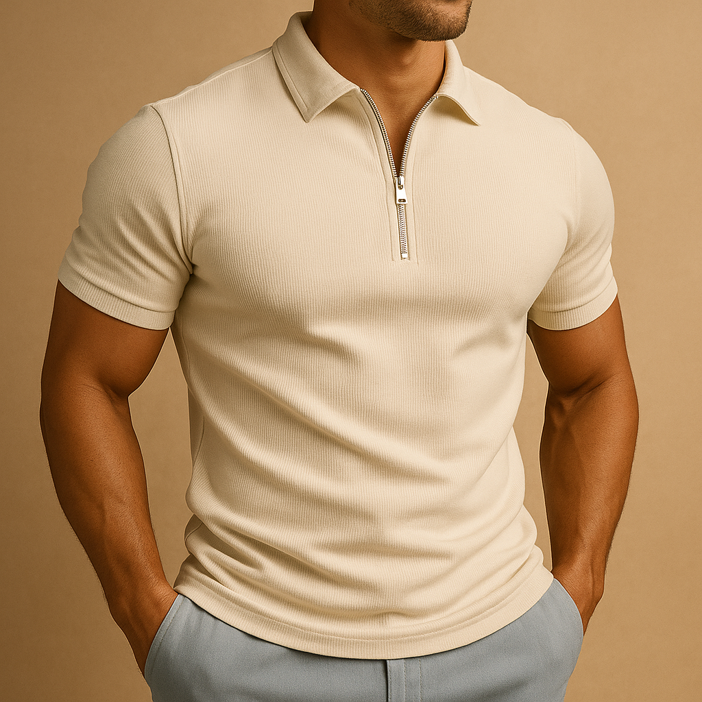 Slim Fit Men's Polo Shirt with Zipper | Modern Design for Casual or Active Wear