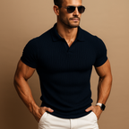 Slim Fit V-Neck Polo Shirt for Men | Casual Wear, Comfortable Cotton Blend, Versatile Style