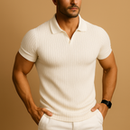 Slim Fit V-Neck Polo Shirt for Men | Casual Wear, Comfortable Cotton Blend, Versatile Style