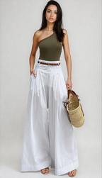 Soft Fabric Wide-Leg Trousers Women UK – Office Wear Smart Casual Holiday Wear