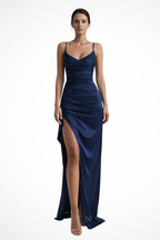 Spaghetti Strap Maxi Dress with Side Slit | Elegant Wedding Guest Attire