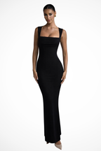 Square Neck Bodycon Maxi Dress | Elegant Wedding Guest Attire for Women