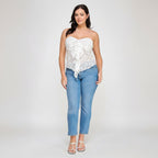Stretch Lace Strapless Bow Top for Women - Elegant Evening Wear