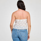 Stretch Lace Strapless Bow Top for Women - Elegant Evening Wear
