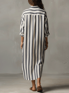 Striped Maxi Dress in Lightweight Fabric - Casual Bohemian Style for Everyday Wear