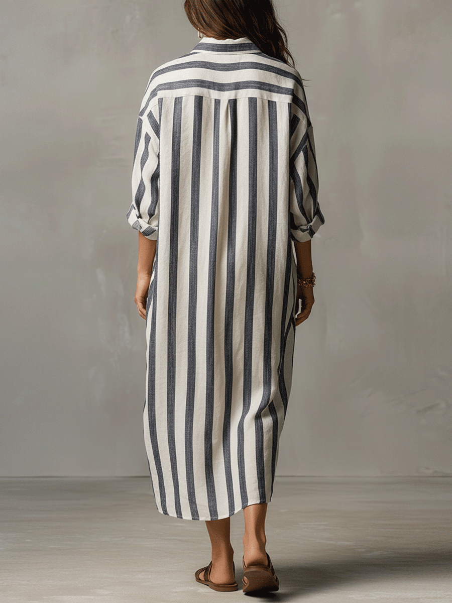 Striped Maxi Dress in Lightweight Fabric - Casual Bohemian Style for Everyday Wear