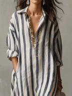 Striped Maxi Dress in Lightweight Fabric - Casual Bohemian Style for Everyday Wear