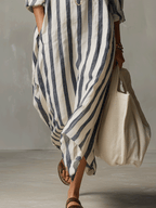 Striped Maxi Dress in Lightweight Fabric - Casual Bohemian Style for Everyday Wear
