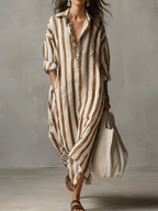 Striped Maxi Dress in Lightweight Fabric - Casual Bohemian Style for Everyday Wear