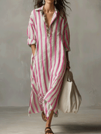 Striped Maxi Dress in Lightweight Fabric - Casual Bohemian Style for Everyday Wear