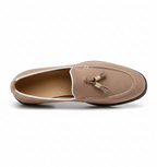 Taupe Suede Tassel Loafers for Men