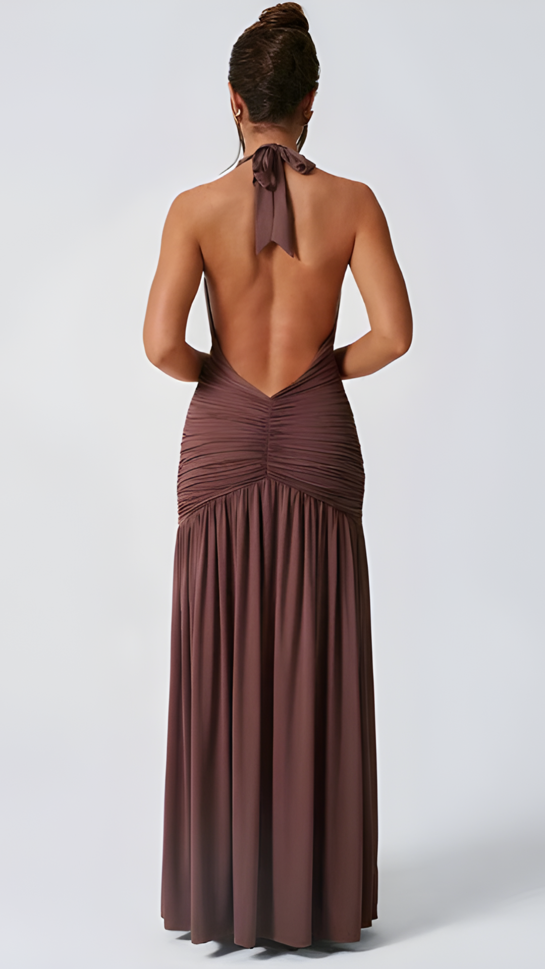 Twilight Plunge Maxi Dress in Velour Fabric for Evening Events and Special Occasions