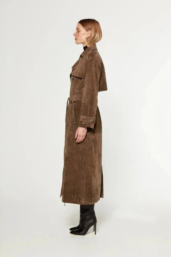 Vegan Leather Trench Coat for Women