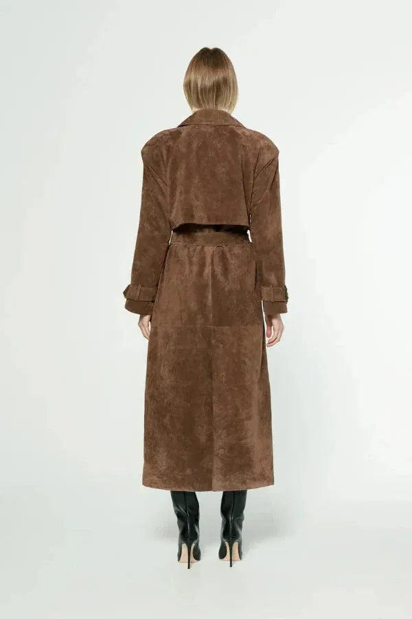 Vegan Leather Trench Coat for Women