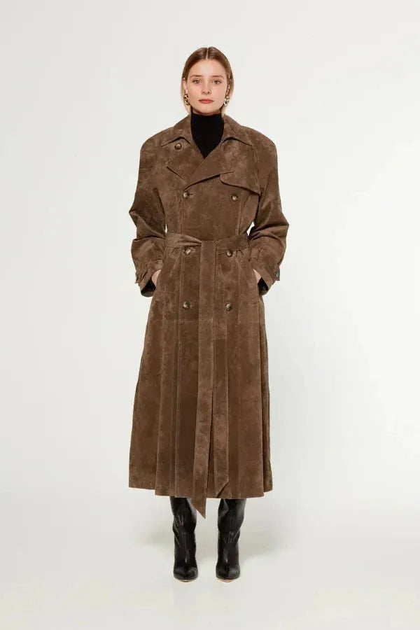 Vegan Leather Trench Coat for Women 12 (L)