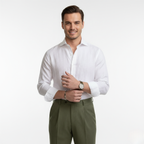 White Linen Men's Shirt UK – Lightweight Breathable Fabric Spread Collar, Smart Casual Office Wear