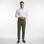 White Linen Men's Shirt UK – Lightweight Breathable Fabric Spread Collar, Smart Casual Office Wear