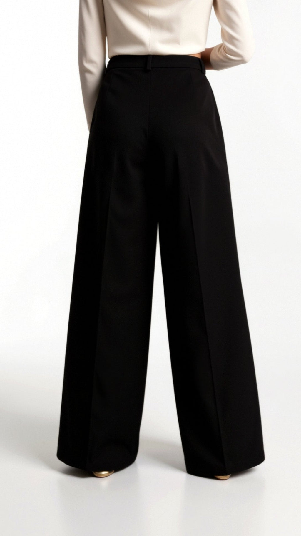 Wide-Leg Trousers for Women - High Waist with Pleats and Side Pockets - Versatile Casual or Office Wear
