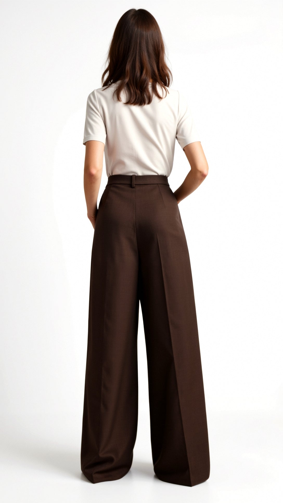 Wide-Leg Trousers for Women - High Waist with Pleats and Side Pockets - Versatile Casual or Office Wear