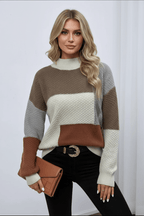 Women's Textured Patchwork Knit Sweatshirt