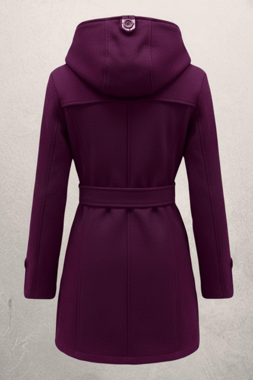 Women's Wool Blend Double-Breasted Hooded Coat