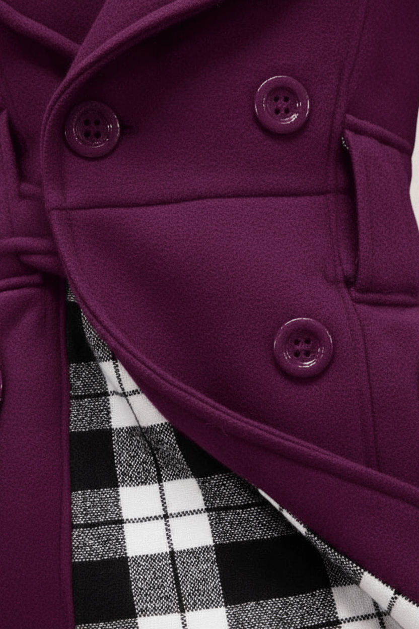 Women's Wool Blend Double-Breasted Hooded Coat