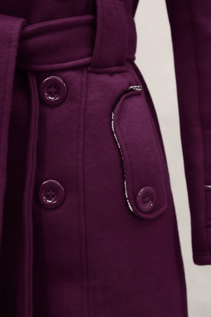 Women's Wool Blend Double-Breasted Hooded Coat