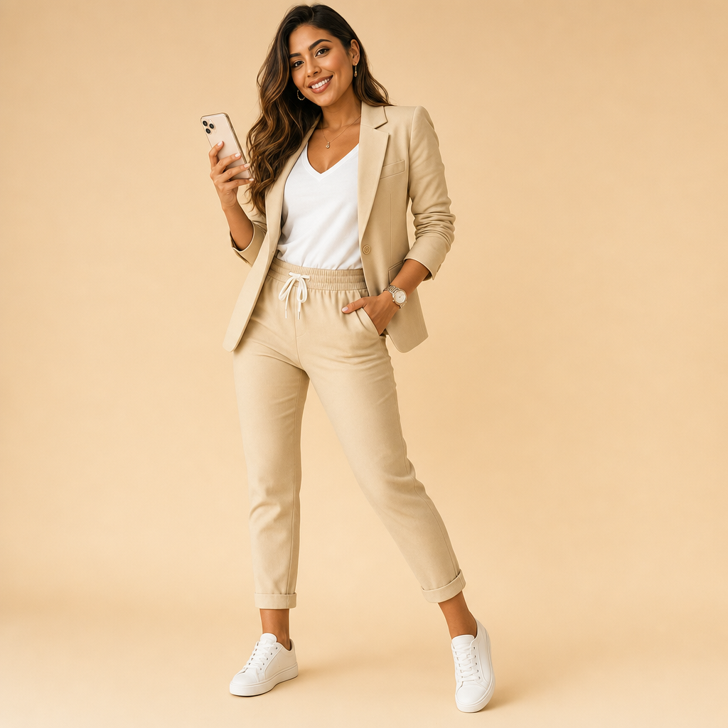 Women's Blazer and Pants Set | Tailored Fit, Lightweight Fabric | Office Wear, Business Casual, Formal Attire