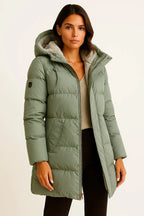 Women's Insulated Puffer Jacket - Warm Winter Coat for Autumn and Winter Weather Green