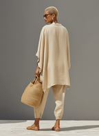 Women's Linen Set - Asymmetric Hem, Minimalist Design - Casual Daily Wear