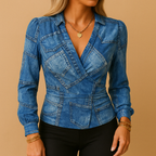 Women's Long Sleeve V-Neck Top | Soft Fabric | Casual Wear | Versatile Everyday Style