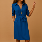 Women's Midi Casual Dress - Flattering Fit, Soft Fabric, Versatile Design for Work and Evening Wear