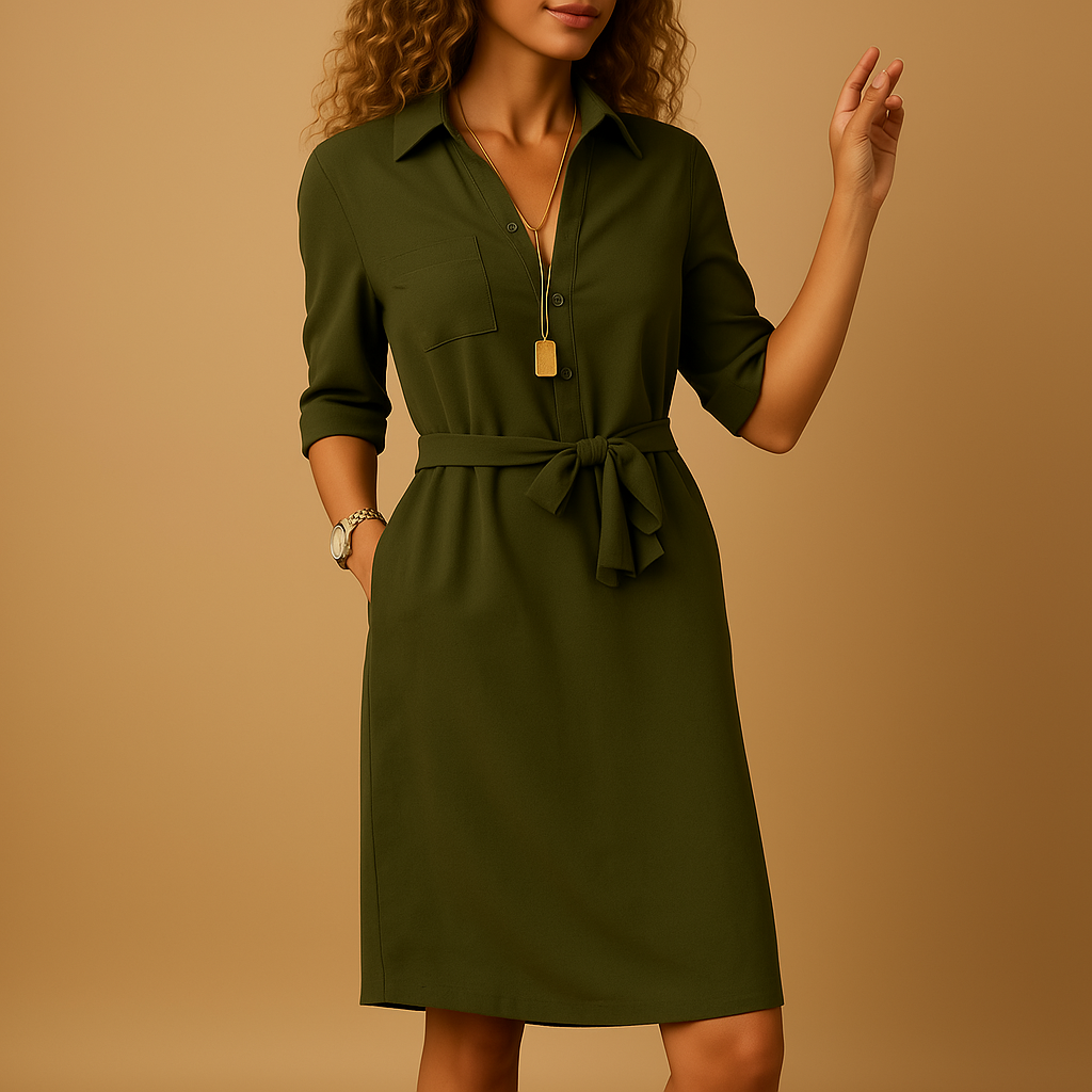 Women's Midi Casual Dress - Flattering Fit, Soft Fabric, Versatile Design for Work and Evening Wear
