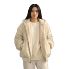 Women's Short Hooded Winter Jacket - Insulated Coat for Cold Weather Protection White