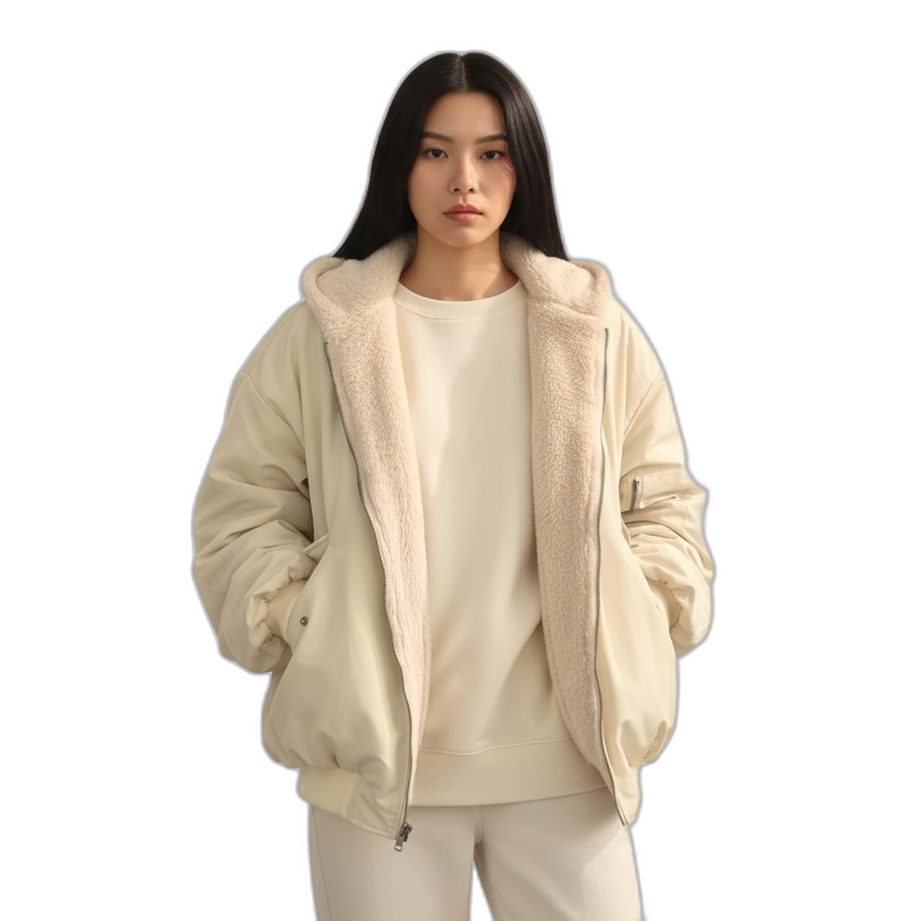 Women's Short Hooded Winter Jacket - Insulated Coat for Cold Weather Protection White
