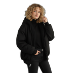 Women's Short Hooded Winter Jacket - Insulated Coat for Cold Weather Protection Black
