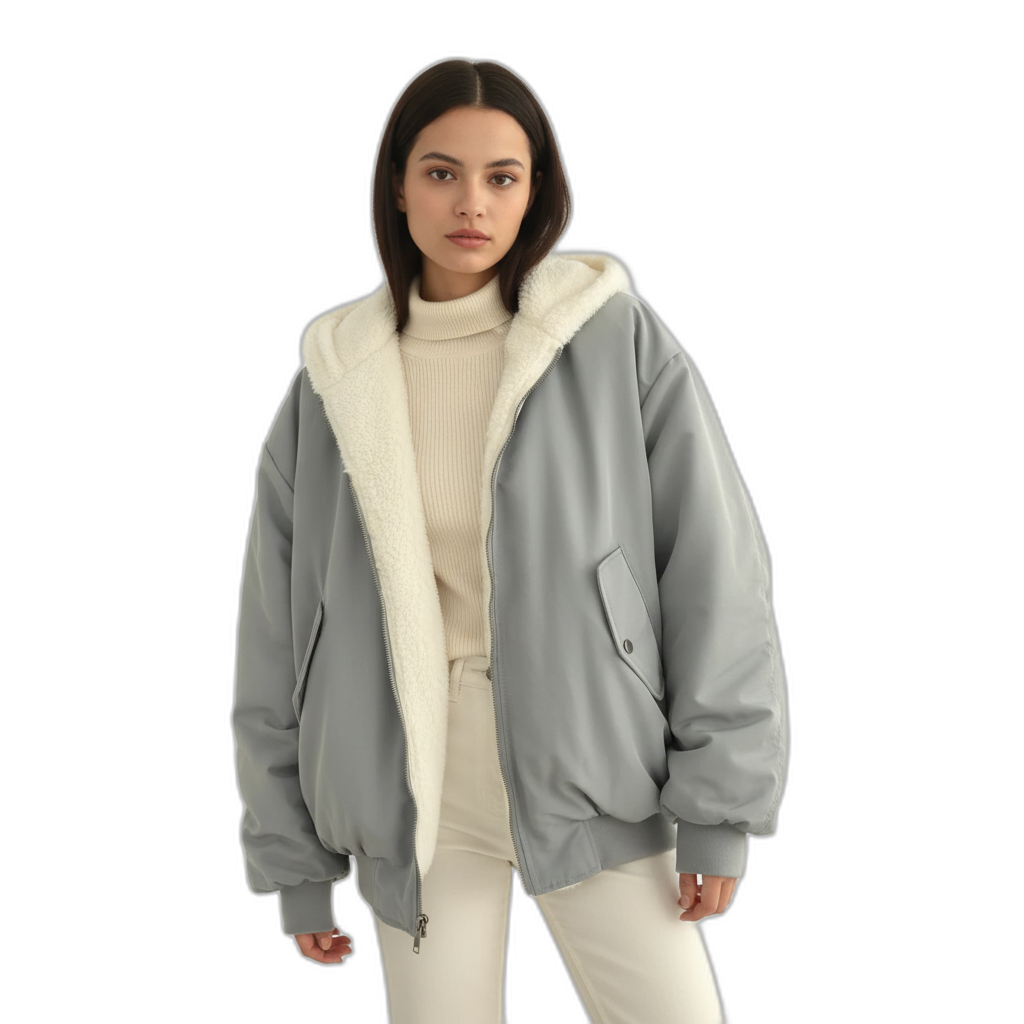 Women's Short Hooded Winter Jacket - Insulated Coat for Cold Weather Protection Light Blue