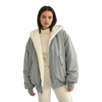 Women's Short Hooded Winter Jacket - Insulated Coat for Cold Weather Protection Light Blue