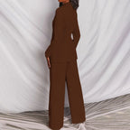 Women's Slim Fit Blazer and Trouser Set - Classic Business Attire for Professional Wear - Elegant Tailored Design
