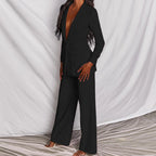 Women's Slim Fit Blazer and Trouser Set - Classic Business Attire for Professional Wear - Elegant Tailored Design