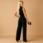 Women's Tailored Fit Wrap Jumpsuit with Wide Legs for Formal Events and Special Occasions