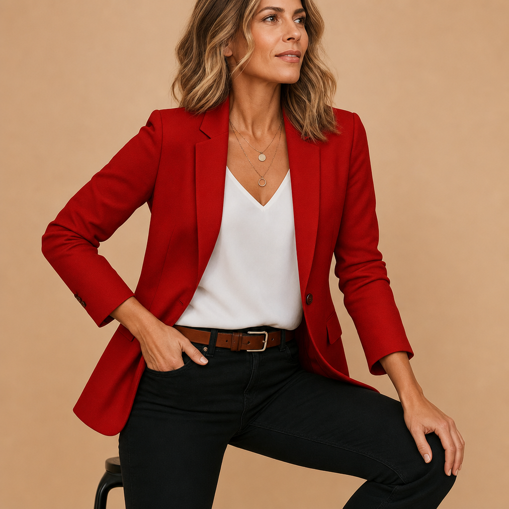 Women's Tailored Fitted Blazer | Long Sleeve Jacket for Professional and Casual Wear in Classic Design