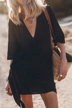 Short Sleeve Wrap Mini Dress for Women UK – Summer Holiday & Brunch Outfit