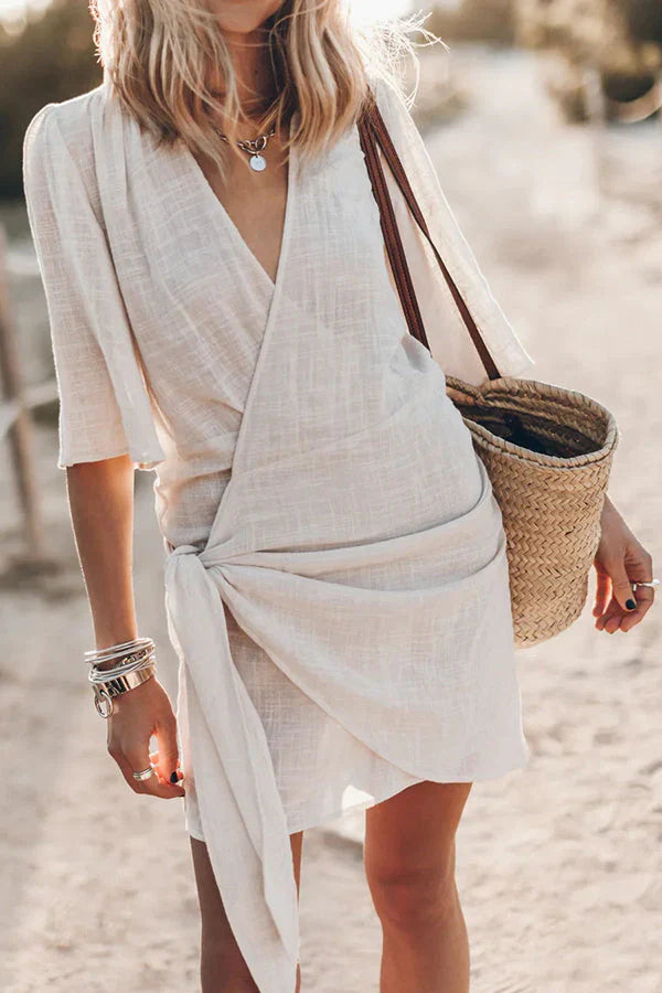 Short Sleeve Wrap Mini Dress for Women UK – Summer Holiday & Brunch Outfit