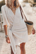 Short Sleeve Wrap Mini Dress for Women UK – Summer Holiday & Brunch Outfit