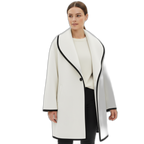 Wool Coat for Women - Classic Design - Warm Outerwear for Fall and Winter White
