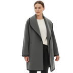 Wool Coat for Women - Classic Design - Warm Outerwear for Fall and Winter Grey