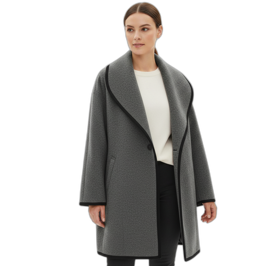 Wool Coat for Women - Classic Design - Warm Outerwear for Fall and Winter Grey