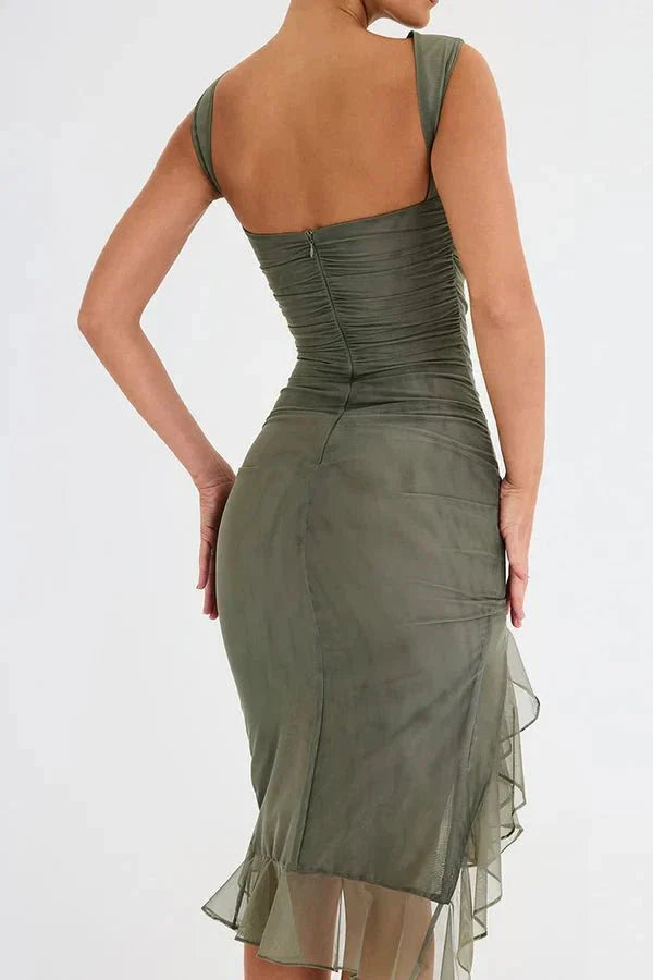 Sleeveless Ruched Midi Dress for Women UK – Wedding Guest & Mother of the Bride
